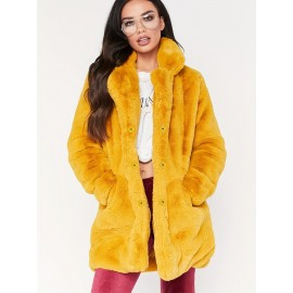 Cozy Faux Fur Long Sleeve Teddy Coat - Soft, Micro Elastic, and Plush Winter Outerwear with Button Closure - Elegant Womens Casual Fashion for Cold Winter Days