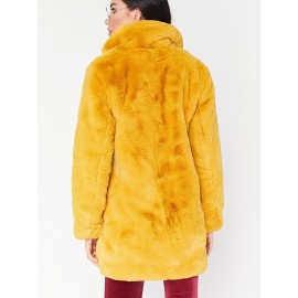 Cozy Faux Fur Long Sleeve Teddy Coat - Soft, Micro Elastic, and Plush Winter Outerwear with Button Closure - Elegant Womens Casual Fashion for Cold Winter Days