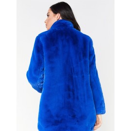 Cozy Faux Fur Long Sleeve Teddy Coat - Soft, Micro Elastic, and Plush Winter Outerwear with Button Closure - Elegant Womens Casual Fashion for Cold Winter Days