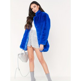 Cozy Faux Fur Long Sleeve Teddy Coat - Soft, Micro Elastic, and Plush Winter Outerwear with Button Closure - Elegant Womens Casual Fashion for Cold Winter Days
