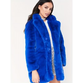 Cozy Faux Fur Long Sleeve Teddy Coat - Soft, Micro Elastic, and Plush Winter Outerwear with Button Closure - Elegant Womens Casual Fashion for Cold Winter Days