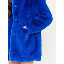 Cozy Faux Fur Long Sleeve Teddy Coat - Soft, Micro Elastic, and Plush Winter Outerwear with Button Closure - Elegant Womens Casual Fashion for Cold Winter Days