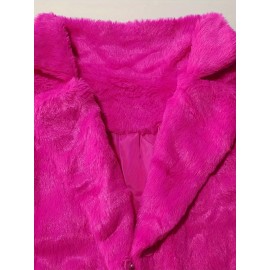 Cozy Faux Fur Long Sleeve Teddy Coat - Soft, Micro Elastic, and Plush Winter Outerwear with Button Closure - Elegant Womens Casual Fashion for Cold Winter Days