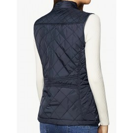 Stylish Argyle Pattern Sleeveless Vest - Zip-Up Closure, Casual Solid Design, Breathable Fabric, Women's Fashion Clothing for Everyday Wear