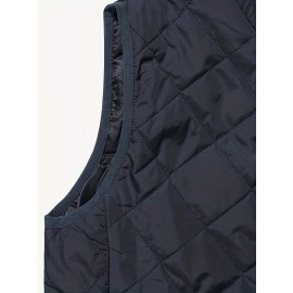 Stylish Argyle Pattern Sleeveless Vest - Zip-Up Closure, Casual Solid Design, Breathable Fabric, Women's Fashion Clothing for Everyday Wear