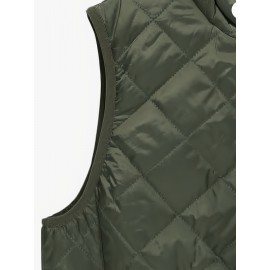 Stylish Argyle Pattern Sleeveless Vest - Zip-Up Closure, Casual Solid Design, Breathable Fabric, Women's Fashion Clothing for Everyday Wear