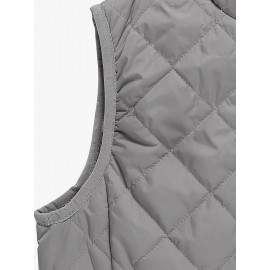 Stylish Argyle Pattern Sleeveless Vest - Zip-Up Closure, Casual Solid Design, Breathable Fabric, Women's Fashion Clothing for Everyday Wear