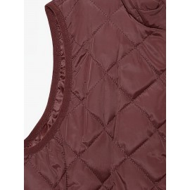 Stylish Argyle Pattern Sleeveless Vest - Zip-Up Closure, Casual Solid Design, Breathable Fabric, Women's Fashion Clothing for Everyday Wear