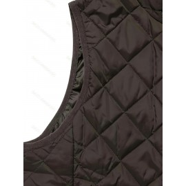 Stylish Argyle Pattern Sleeveless Vest - Zip-Up Closure, Casual Solid Design, Breathable Fabric, Women's Fashion Clothing for Everyday Wear