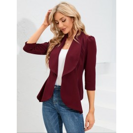 Women's casual coat with large collar puffed sleeves and ruffled hem