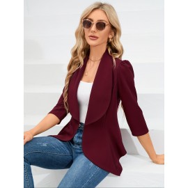 Women's casual coat with large collar puffed sleeves and ruffled hem