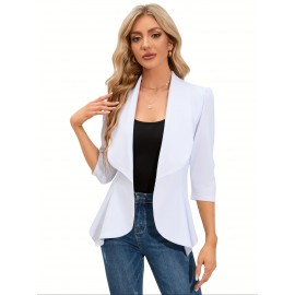 Women's casual coat with large collar puffed sleeves and ruffled hem