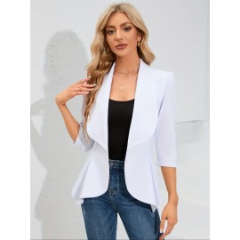 Women's casual coat with large collar puffed sleeves and ruffled hem