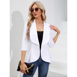 Women's casual coat with large collar puffed sleeves and ruffled hem