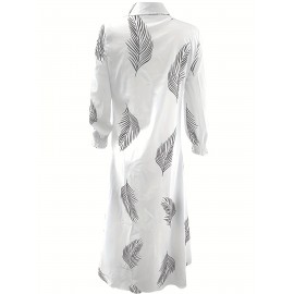 Chic Color Block Striped Shirt Dress - Long Sleeve Button Down Ankle Gown for Women - Comfortable Casual Everyday Wear, Trendy & Versatile