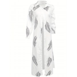 Chic Color Block Striped Shirt Dress - Long Sleeve Button Down Ankle Gown for Women - Comfortable Casual Everyday Wear, Trendy & Versatile