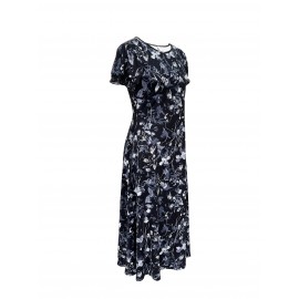Blossoming Floral Print Dress - Comfortable Crew Neck, Stylish Short Sleeves - Perfect for Spring & Summer - Fashionable Womens Clothing