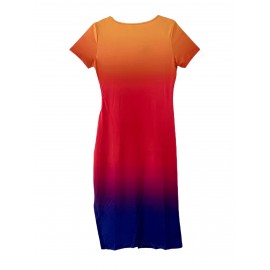 Sexy Cut Out Bodycon Dress - Drawstring Waist, Micro Elasticity, Crew Neck, Short Sleeve, Solid Color, Polyester, Machine Washable, Summer Essential for Women