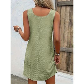 Chic Womens Sleeveless Mini Tank Dress - Lightweight & Breathable for Summer & Spring - Casual Loose Fit Fashion