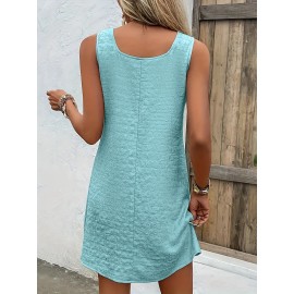 Chic Womens Sleeveless Mini Tank Dress - Lightweight & Breathable for Summer & Spring - Casual Loose Fit Fashion