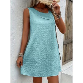 Chic Womens Sleeveless Mini Tank Dress - Lightweight & Breathable for Summer & Spring - Casual Loose Fit Fashion