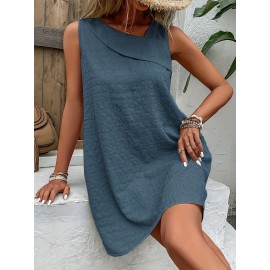 Chic Womens Sleeveless Mini Tank Dress - Lightweight & Breathable for Summer & Spring - Casual Loose Fit Fashion