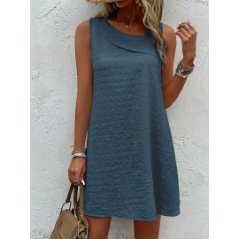 Chic Womens Sleeveless Mini Tank Dress - Lightweight & Breathable for Summer & Spring - Casual Loose Fit Fashion