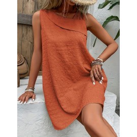 Chic Womens Sleeveless Mini Tank Dress - Lightweight & Breathable for Summer & Spring - Casual Loose Fit Fashion