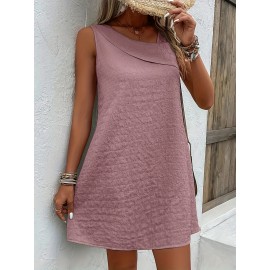 Chic Womens Sleeveless Mini Tank Dress - Lightweight & Breathable for Summer & Spring - Casual Loose Fit Fashion