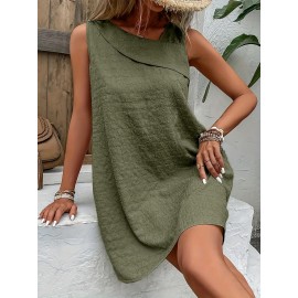 Chic Womens Sleeveless Mini Tank Dress - Lightweight & Breathable for Summer & Spring - Casual Loose Fit Fashion