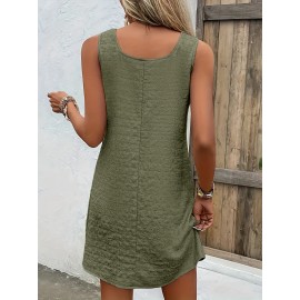 Chic Womens Sleeveless Mini Tank Dress - Lightweight & Breathable for Summer & Spring - Casual Loose Fit Fashion