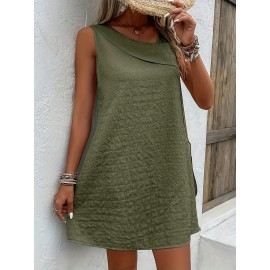 Chic Womens Sleeveless Mini Tank Dress - Lightweight & Breathable for Summer & Spring - Casual Loose Fit Fashion