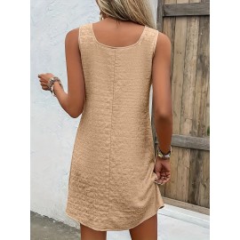 Chic Womens Sleeveless Mini Tank Dress - Lightweight & Breathable for Summer & Spring - Casual Loose Fit Fashion