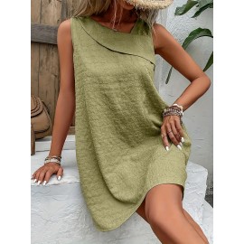 Chic Womens Sleeveless Mini Tank Dress - Lightweight & Breathable for Summer & Spring - Casual Loose Fit Fashion