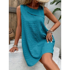 Chic Womens Sleeveless Mini Tank Dress - Lightweight & Breathable for Summer & Spring - Casual Loose Fit Fashion