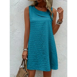 Chic Womens Sleeveless Mini Tank Dress - Lightweight & Breathable for Summer & Spring - Casual Loose Fit Fashion