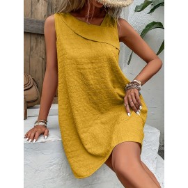 Chic Womens Sleeveless Mini Tank Dress - Lightweight & Breathable for Summer & Spring - Casual Loose Fit Fashion