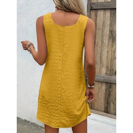 Chic Womens Sleeveless Mini Tank Dress - Lightweight & Breathable for Summer & Spring - Casual Loose Fit Fashion