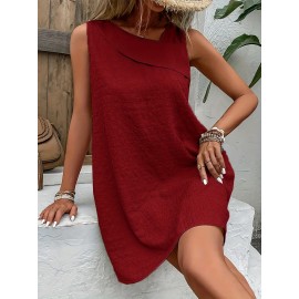 Chic Womens Sleeveless Mini Tank Dress - Lightweight & Breathable for Summer & Spring - Casual Loose Fit Fashion