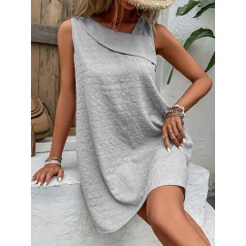 Chic Womens Sleeveless Mini Tank Dress - Lightweight & Breathable for Summer & Spring - Casual Loose Fit Fashion