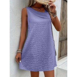 Chic Womens Sleeveless Mini Tank Dress - Lightweight & Breathable for Summer & Spring - Casual Loose Fit Fashion