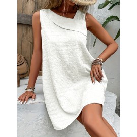 Chic Womens Sleeveless Mini Tank Dress - Lightweight & Breathable for Summer & Spring - Casual Loose Fit Fashion