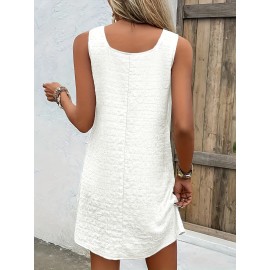 Chic Womens Sleeveless Mini Tank Dress - Lightweight & Breathable for Summer & Spring - Casual Loose Fit Fashion