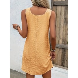 Chic Womens Sleeveless Mini Tank Dress - Lightweight & Breathable for Summer & Spring - Casual Loose Fit Fashion