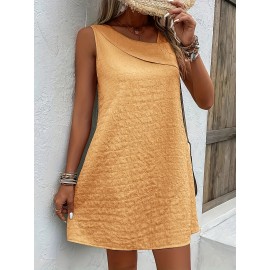Chic Womens Sleeveless Mini Tank Dress - Lightweight & Breathable for Summer & Spring - Casual Loose Fit Fashion