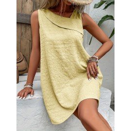 Chic Womens Sleeveless Mini Tank Dress - Lightweight & Breathable for Summer & Spring - Casual Loose Fit Fashion