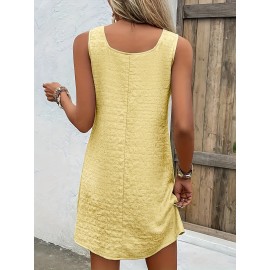 Chic Womens Sleeveless Mini Tank Dress - Lightweight & Breathable for Summer & Spring - Casual Loose Fit Fashion