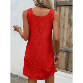 Chic Womens Sleeveless Mini Tank Dress - Lightweight & Breathable for Summer & Spring - Casual Loose Fit Fashion