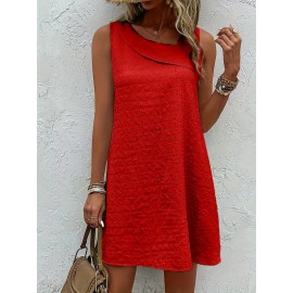 Chic Womens Sleeveless Mini Tank Dress - Lightweight & Breathable for Summer & Spring - Casual Loose Fit Fashion
