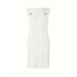 Chic Wavy Stripe V-Neck Sleeveless Mini Dress - Fashionable Womens Clothing for Casual Chic Style